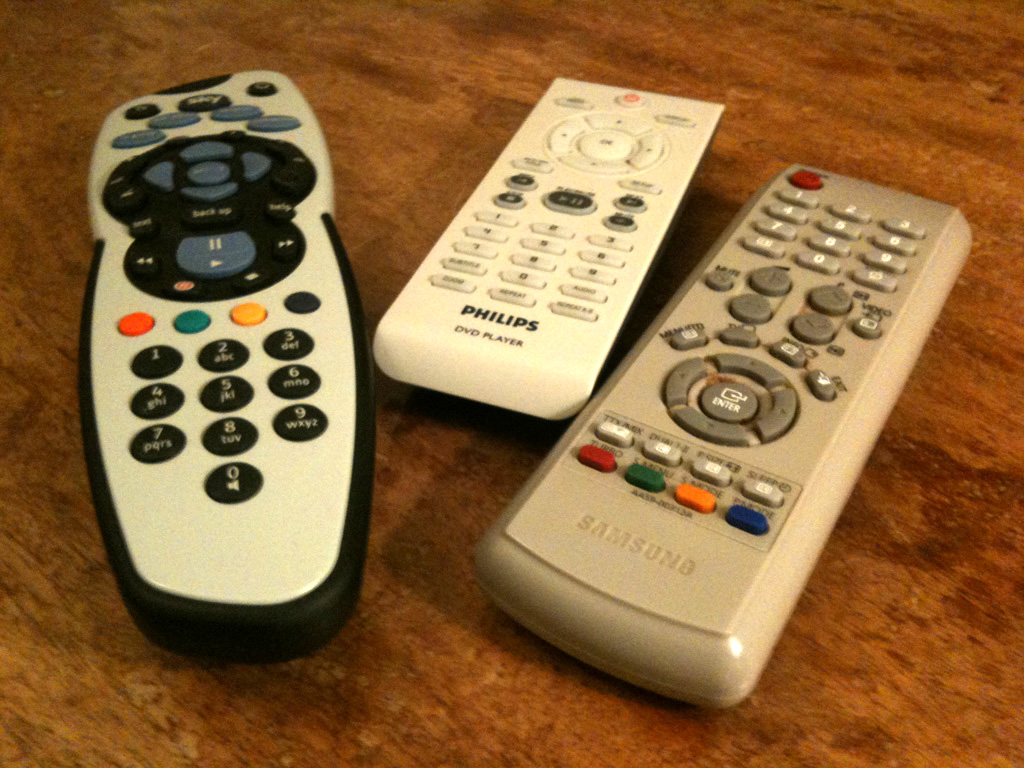 Remote controls for TV, DVD & Sky box